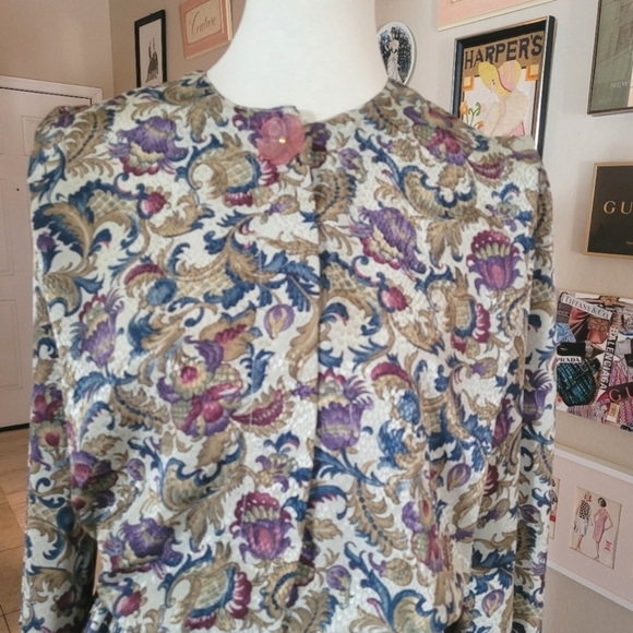 Vintage Silk Floral Acid Pleated Day Dress - Picture 3 of 8
